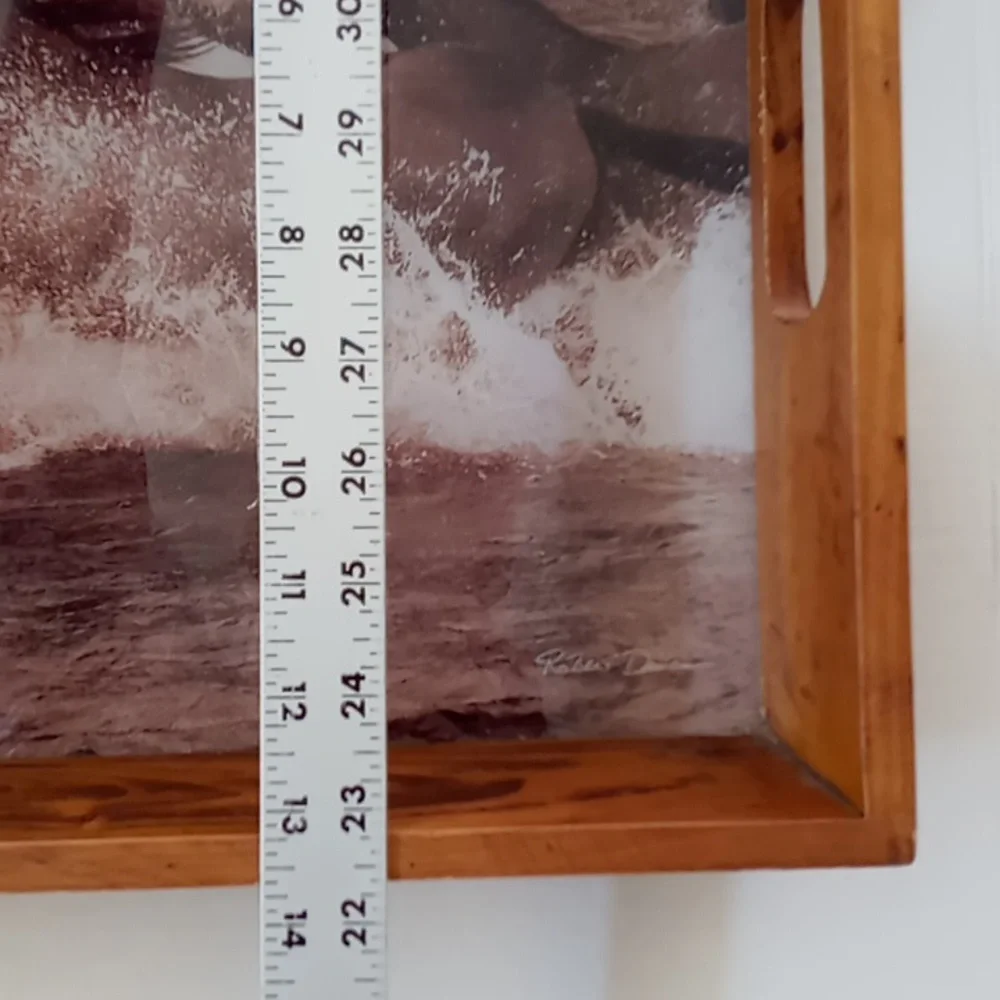 Rustic Western Wooden Serving Tray With Robert Dawson Photograph Of Wild Horses - Picture 5 of 9